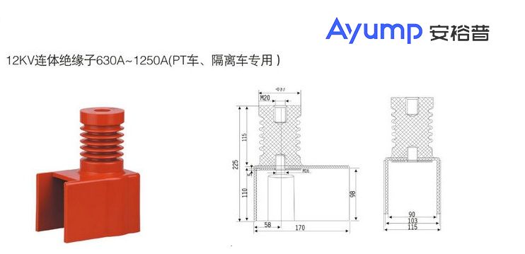 12KV连体绝缘子630A-1250A(PT车、隔离车专用) (2)